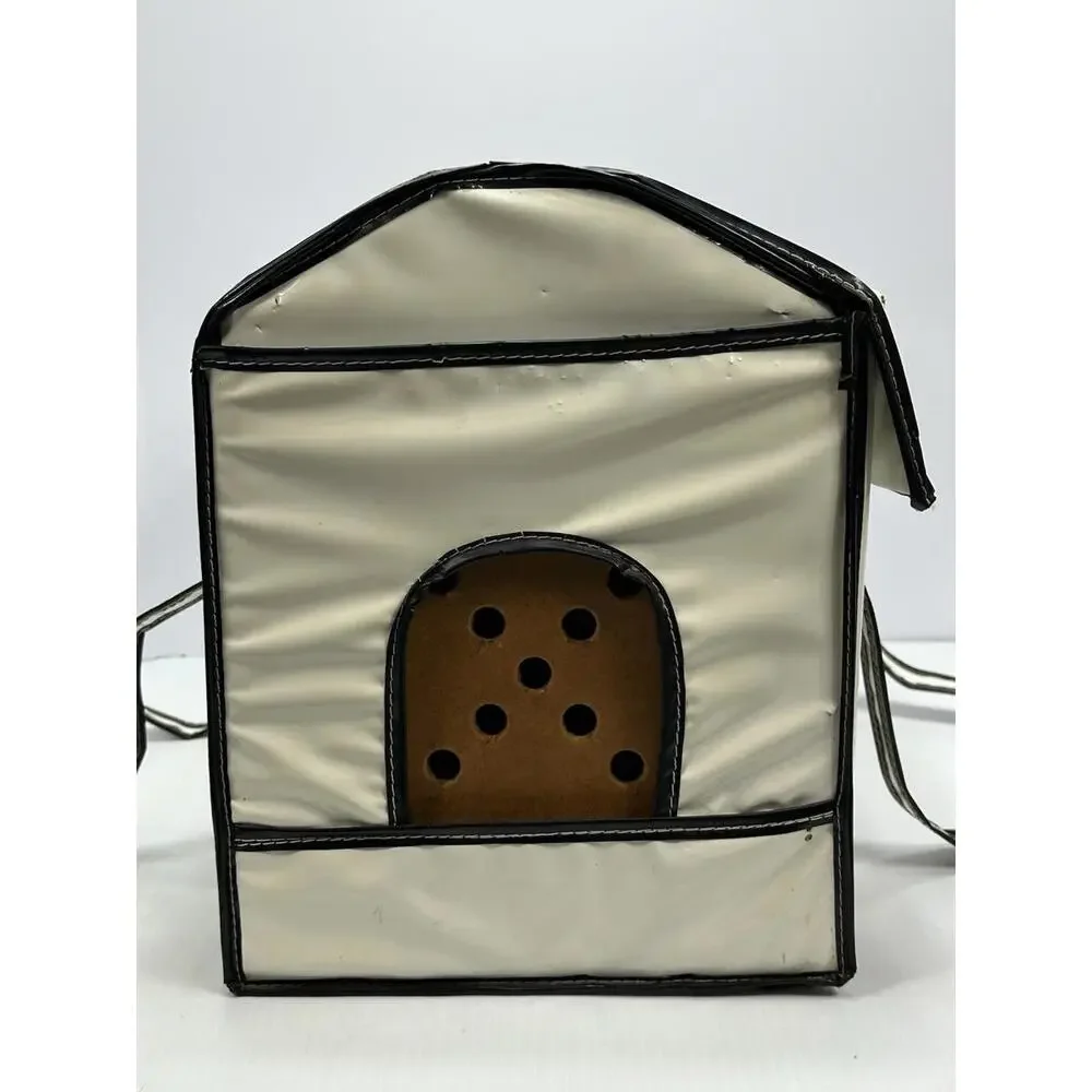 Vintage 1960's PET‎ A GO GO Dog Carrier Vented Hippie Dog BOHO White Vinyl